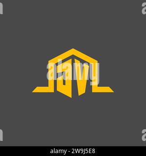 Logo iniziale monogramma JV con idee di design in stile esagonale Illustrazione Vettoriale