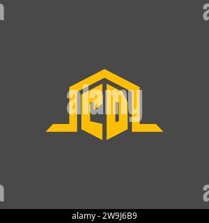 Logo iniziale monogramma CD con idee di design in stile esagonale Illustrazione Vettoriale