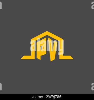 Logo iniziale monogramma PV con idee di design in stile esagonale Illustrazione Vettoriale