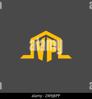 Logo iniziale monogramma VF con idee di design in stile esagonale Illustrazione Vettoriale