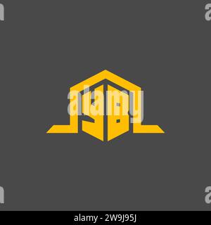 Logo iniziale monogramma YB con idee di design in stile esagonale Illustrazione Vettoriale