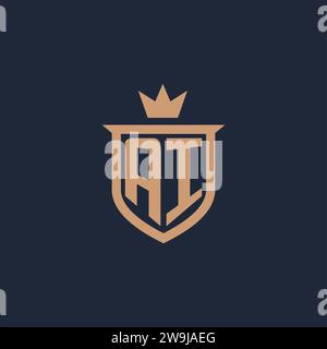 Logo iniziale monogramma AI con idee di design in stile scudo e corona Illustrazione Vettoriale