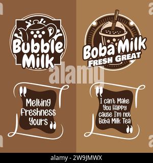 Logo Boba Bubble Milk Illustrazione Vettoriale