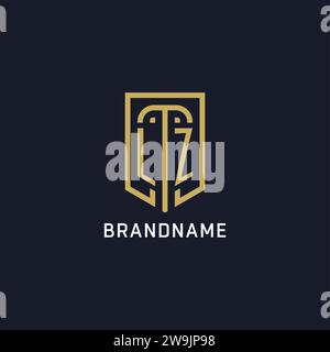 Logo LZ Shield iniziale stile di lusso, grafica vettoriale del design del logo dell'azienda creativa Illustrazione Vettoriale