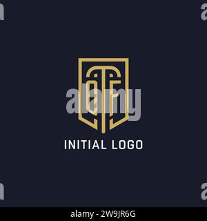 Iniziale DEL logo Shield Luxury Style, grafica vettoriale del design del logo dell'azienda creativa Illustrazione Vettoriale