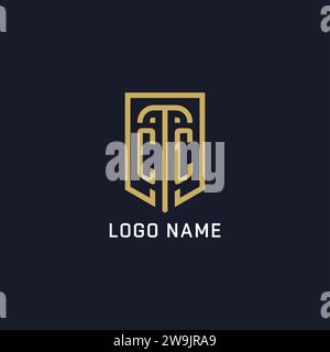Logo scudo CC iniziale stile di lusso, logo azienda creativa grafica vettoriale Illustrazione Vettoriale