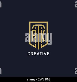 Logo RK scudo iniziale stile di lusso, grafica vettoriale del design del logo dell'azienda creativa Illustrazione Vettoriale