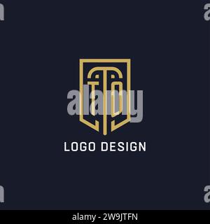 Iniziale PER scudo logo stile di lusso, grafica vettoriale del design del logo dell'azienda creativa Illustrazione Vettoriale