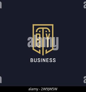 Logo scudo stile di lusso, logo azienda creativa grafica vettoriale Illustrazione Vettoriale