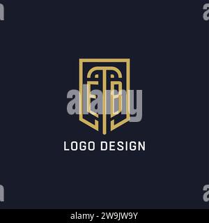 Logo scudo EB iniziale, stile di lusso, grafica vettoriale del design del logo dell'azienda creativa Illustrazione Vettoriale