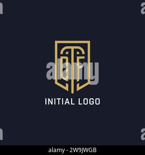 Logo dello scudo DF iniziale, stile di lusso, grafica vettoriale del design del logo dell'azienda creativa Illustrazione Vettoriale