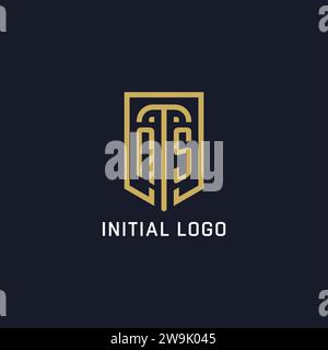 Logo dello scudo NS iniziale, design elegante, grafica vettoriale del logo dell'azienda creativa Illustrazione Vettoriale