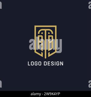 Logo RB scudo iniziale, stile di lusso, grafica vettoriale del design del logo dell'azienda creativa Illustrazione Vettoriale