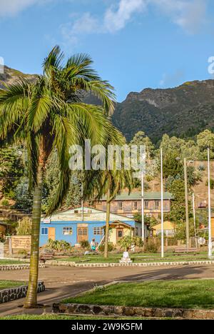 Villaggio San Juan Bautista a Cumberland Bay, Juan Fernandez, Cile, Sud America Foto Stock