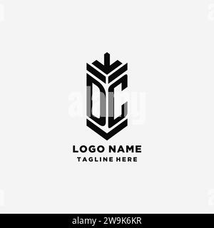 Logo Shield DC Initials, monogramma creativo logo ispirazione grafica vettoriale Illustrazione Vettoriale