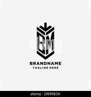 Logo BM Shield, monogramma creativo logo ispirazione grafica vettoriale Illustrazione Vettoriale