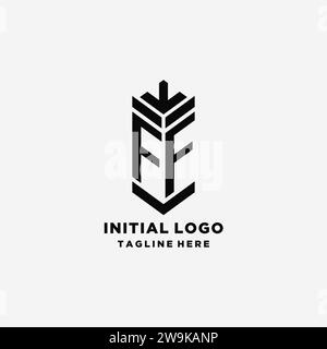 Iniziali logo Shield FF, monogramma creativo logo ispirazione grafica vettoriale Illustrazione Vettoriale