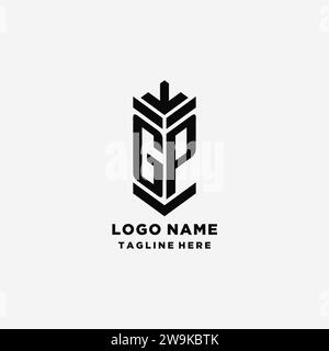 Logo logo logo scudo Initials GP, monogramma creativo logo ispirazione grafica vettoriale Illustrazione Vettoriale