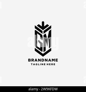 Logo scudo GM Initials, monogramma creativo logo ispirazione grafica vettoriale Illustrazione Vettoriale