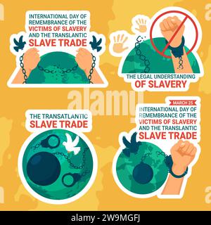 Ricordo delle vittime della schiavitù e dell'etichetta Transatlantic Slave Trade Day Cartoon Flat Drawn Templates illustrazione di sfondo Illustrazione Vettoriale
