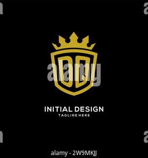 Logo DQ iniziale scudo stile corona, elegante design monogramma logo grafico vettoriale Illustrazione Vettoriale