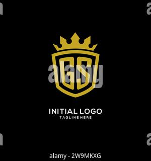 Logo GS iniziale scudo stile corona, elegante monogramma logo design grafico vettoriale Illustrazione Vettoriale