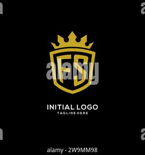 Logo FS iniziale con logo a corona, elegante monogramma con logo grafico vettoriale Illustrazione Vettoriale