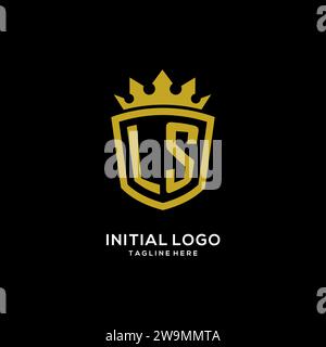 Logo LS iniziale, design a corona, elegante monogramma con logo grafico vettoriale Illustrazione Vettoriale