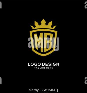 Logo MB iniziale scudo stile corona, elegante monogramma logo design grafico vettoriale Illustrazione Vettoriale