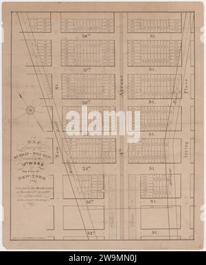 Mappa di parte della Murray-Hill Estate, situata nel dodicesimo distretto della città di New York, che sarà venduta da James Bleecker & Sons giovedì 11 giugno 1835, alle ore 12, al Merchant's Exchange 1954 da Prosper Desobry Foto Stock