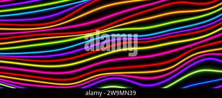 Colorate linee ondulate al neon sfondo astratto. Progettazione di liquidi vettoriali Illustrazione Vettoriale
