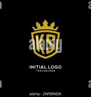 Logo iniziale KS con scudo a corona, elegante monogramma con logo grafico vettoriale Illustrazione Vettoriale