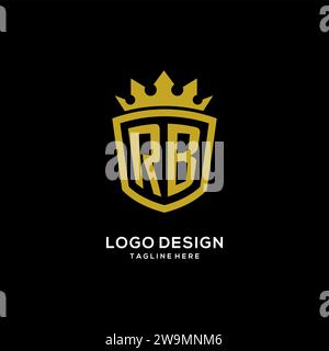 Logo RB iniziale scudo stile corona, elegante monogramma logo design grafico vettoriale Illustrazione Vettoriale