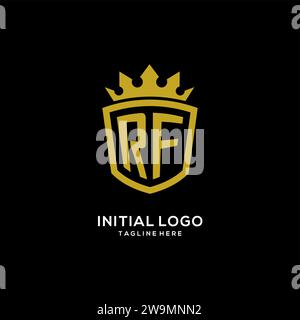 Logo RF iniziale, design a corona, elegante monogramma con logo grafico vettoriale Illustrazione Vettoriale