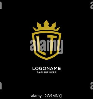 Logo LT iniziale scudo stile corona, elegante monogramma logo design grafico vettoriale Illustrazione Vettoriale