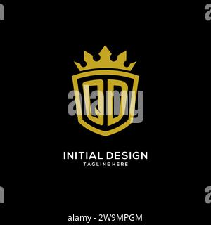 Logo QD iniziale scudo stile corona, elegante monogramma logo design grafico vettoriale Illustrazione Vettoriale