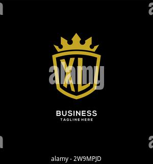 Logo XL iniziale, logo con logo a corona, elegante monogramma di lusso grafica vettoriale Illustrazione Vettoriale