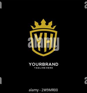 Logo YH iniziale scudo stile corona, elegante design monogramma logo grafico vettoriale Illustrazione Vettoriale