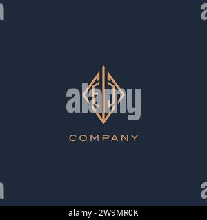 Logo EJ monogramma con logotipo rombo diamantato, grafica vettoriale dal design Luxury Modern Illustrazione Vettoriale