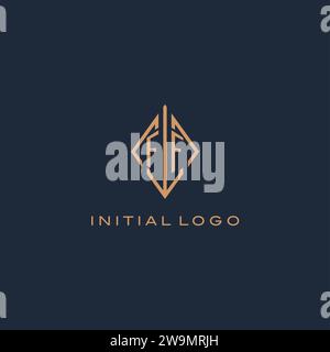 Logo monogramma FF con motivo rombo diamantato, grafica vettoriale dal design Luxury Modern Illustrazione Vettoriale