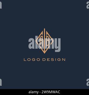 Logo RB monogramma con logotipo rombo diamantato, grafica vettoriale dal design Luxury Modern Illustrazione Vettoriale