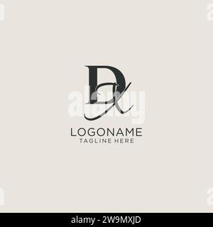 Monogramma a lettere DX con stile elegante. Immagine vettoriale dell'identità aziendale e del logo personale Illustrazione Vettoriale