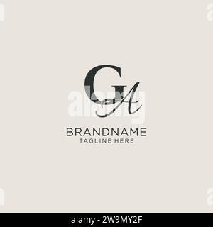 Monogramma GA Letter con stile elegante. Immagine vettoriale dell'identità aziendale e del logo personale Illustrazione Vettoriale