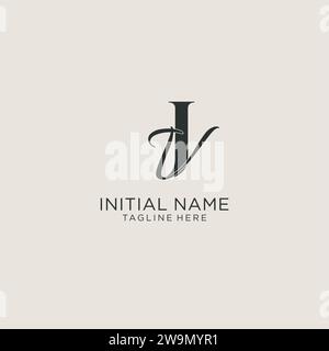 Iniziali monogramma JV Letter con elegante stile di lusso. Immagine vettoriale dell'identità aziendale e del logo personale Illustrazione Vettoriale