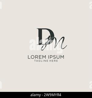 Monogramma con lettere DM iniziali e stile elegante. Immagine vettoriale dell'identità aziendale e del logo personale Illustrazione Vettoriale