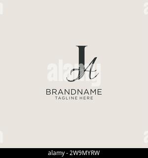 Monogramma JA Letter con stile elegante. Immagine vettoriale dell'identità aziendale e del logo personale Illustrazione Vettoriale