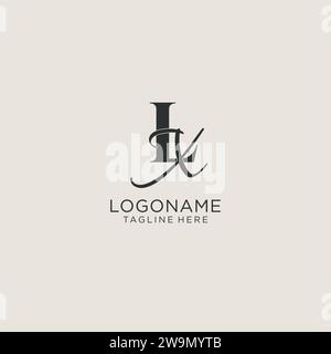 Monogramma LX con lettere iniziali e stile elegante. Immagine vettoriale dell'identità aziendale e del logo personale Illustrazione Vettoriale