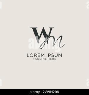 Iniziali WM Letter monogram con elegante stile. Immagine vettoriale dell'identità aziendale e del logo personale Illustrazione Vettoriale