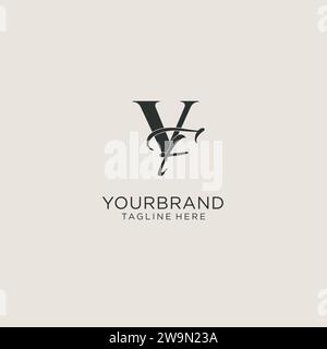 Monogramma con lettere VF iniziali e stile elegante. Immagine vettoriale dell'identità aziendale e del logo personale Illustrazione Vettoriale