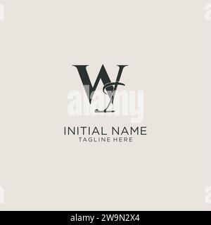 Iniziali monogramma lettera WI con elegante stile di lusso. Immagine vettoriale dell'identità aziendale e del logo personale Illustrazione Vettoriale